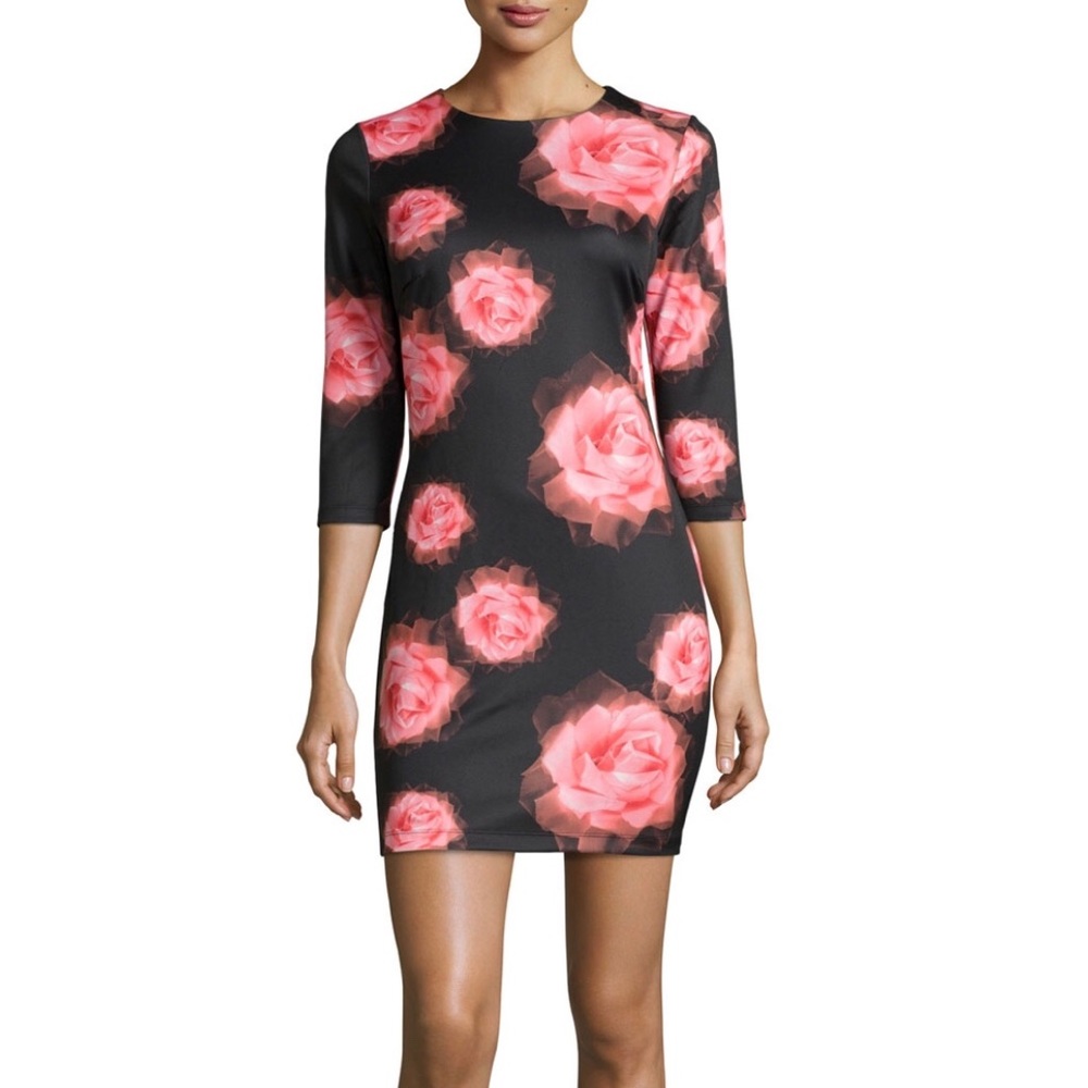 ALEXIA ADMOR ROSE-PRINT MINI DRESS